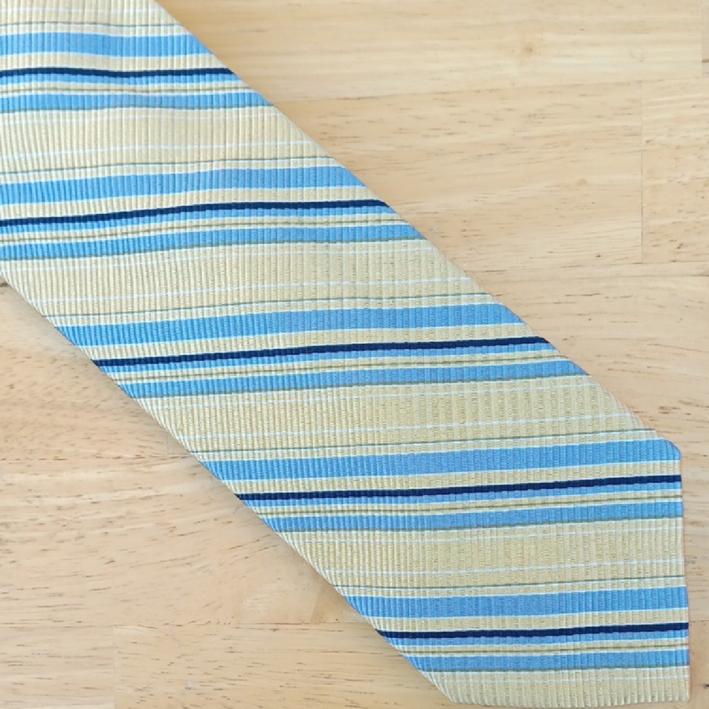 Sartori Elegant Striped Blue and Beige Men's Tie